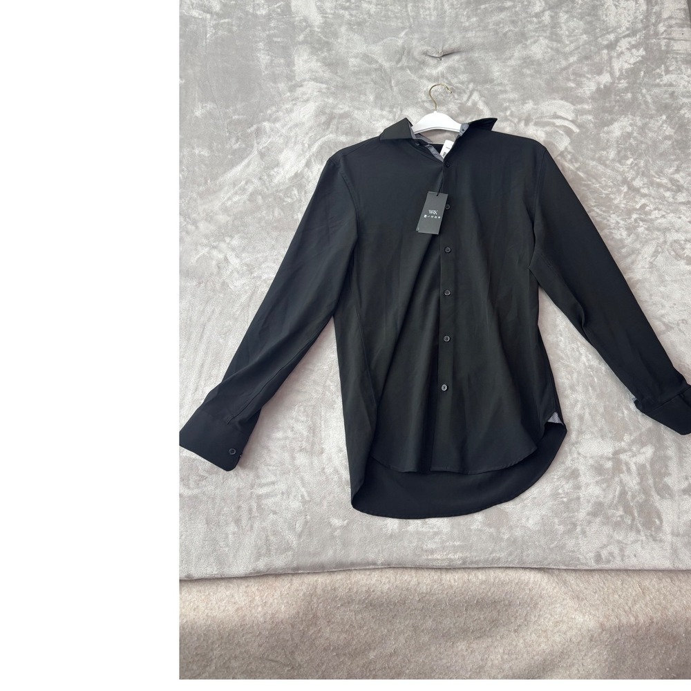 WRK Mens Performance Dress Shirt Black Stretch Quick Dry Size 15 WRB9SDC432